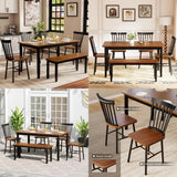 Modern Solid Wood Dining Set With Bench And Windsor Chairs