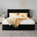 Hoomic Lift Up Storage Bed With Wingback Headboard Underbed