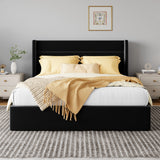 Hoomic Lift Up Storage Bed With Wingback Headboard Underbed