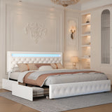 GEGOFORU LED Bed Frame With Storage Drawers And Headboard