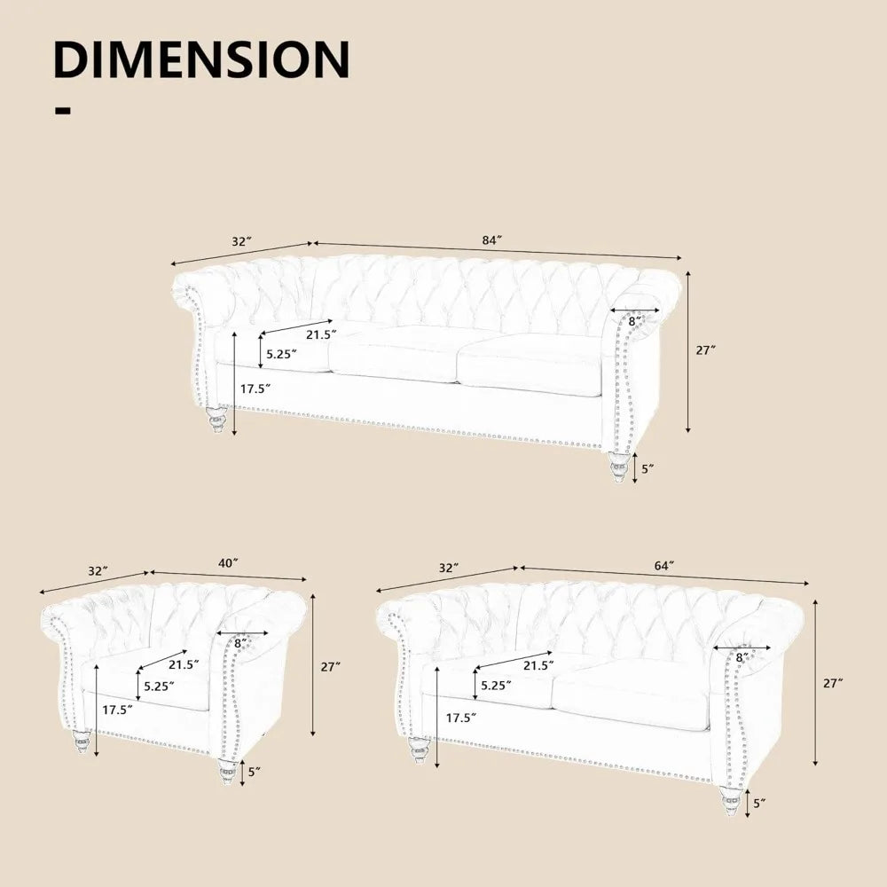 Modern Velvet Chesterfield Loveseat With Tufted Back