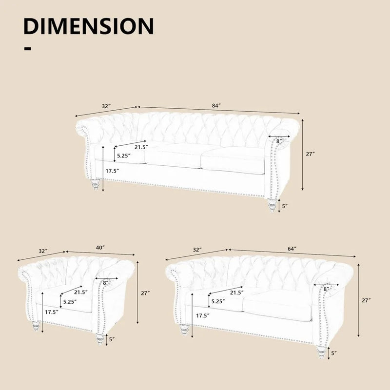Modern Velvet Chesterfield Loveseat With Tufted Back