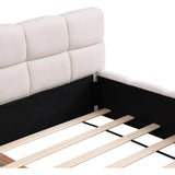 Upholstered Headboard Bed Frame Chenille Checkerboard Design