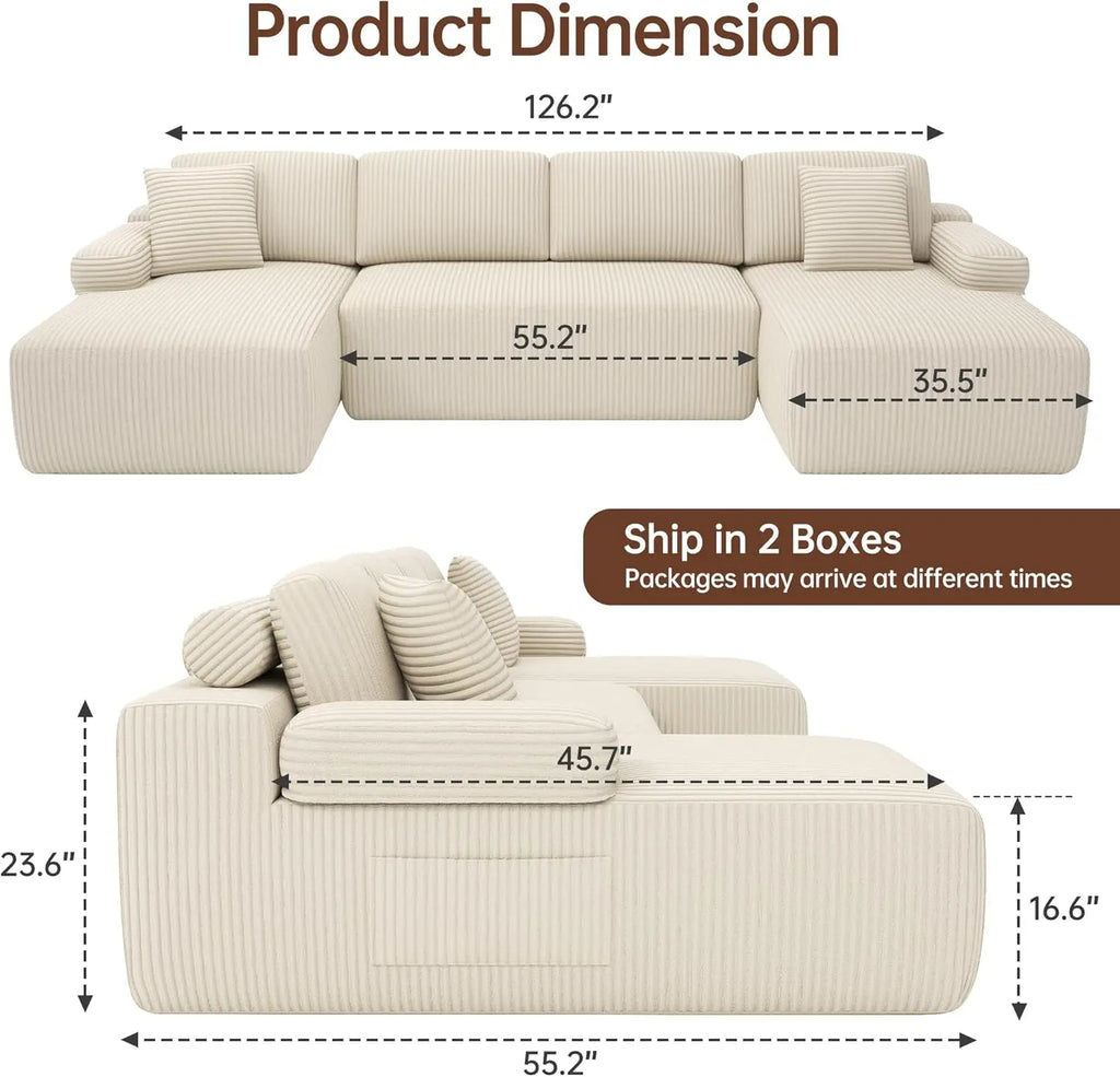 Cloud Sectional Sofa With Deep Seat Memory Foam Sleeper