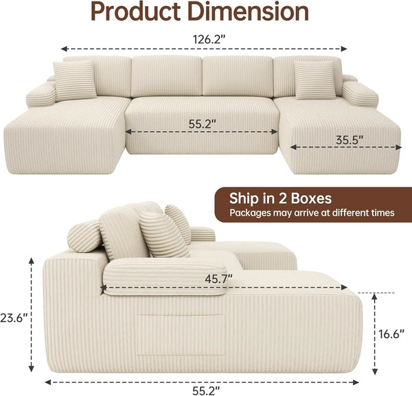 Cloud Sectional Sofa With Deep Seat Memory Foam Sleeper