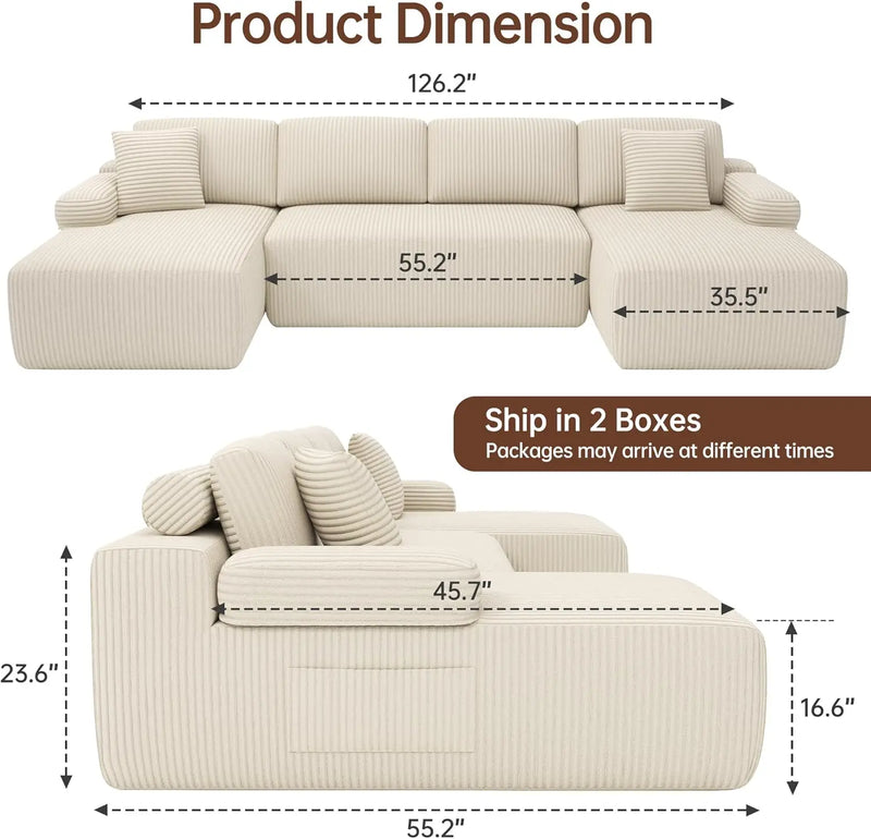 Cloud Sectional Sofa With Deep Seat Memory Foam Sleeper