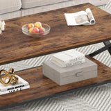 Wood Coffee Table With Storage For Living Room Farmhouse