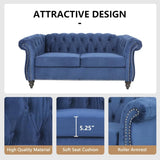 Modern Velvet Chesterfield Loveseat With Tufted Back