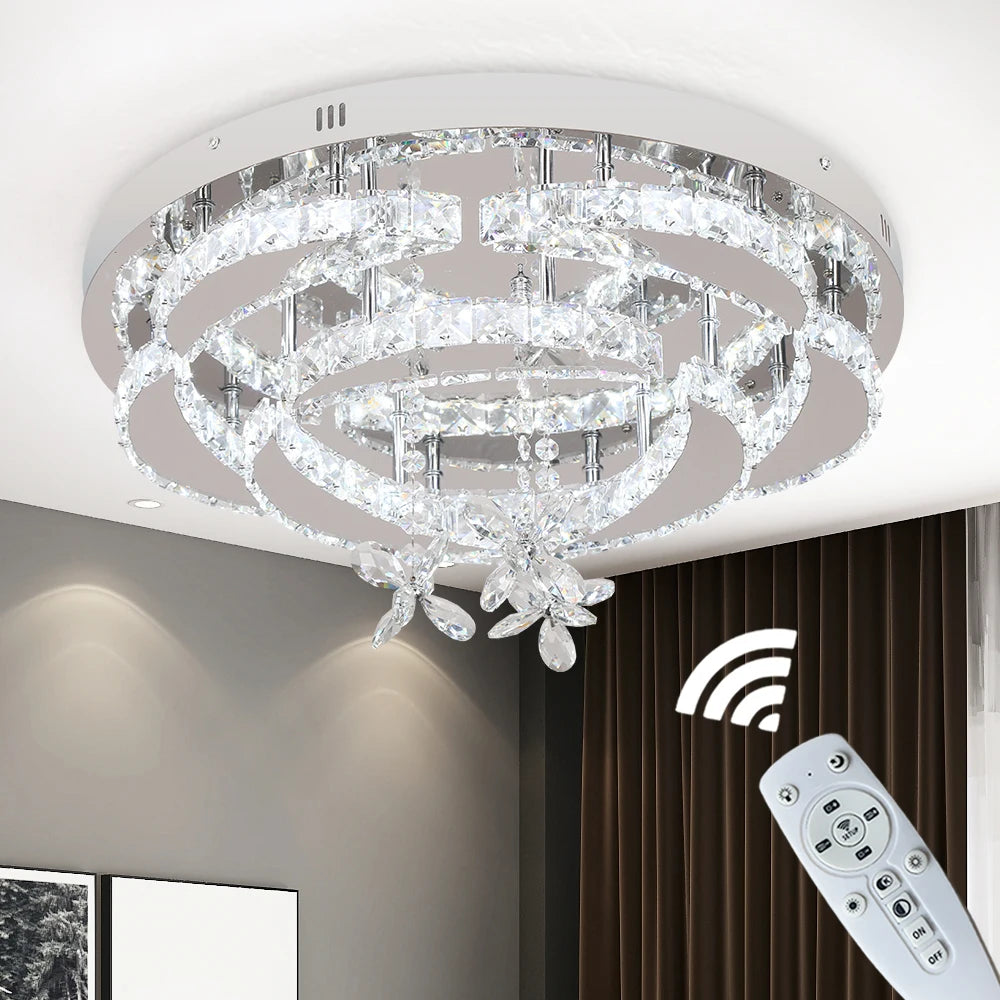 Modern Crystal LED Chandelier Elegant Home Decor Pendant Light
