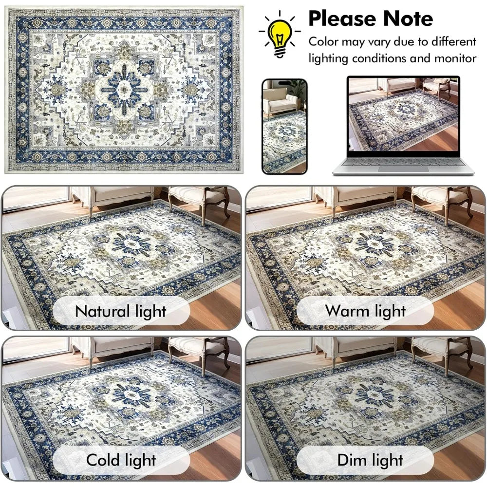 Vintage Oriental Area Rug For Living Room Machine Washable