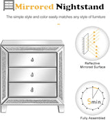 Modern mirrored bedside table with storage space