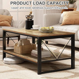 Rustic Farmhouse Coffee Table With Storage Shelf Living Room