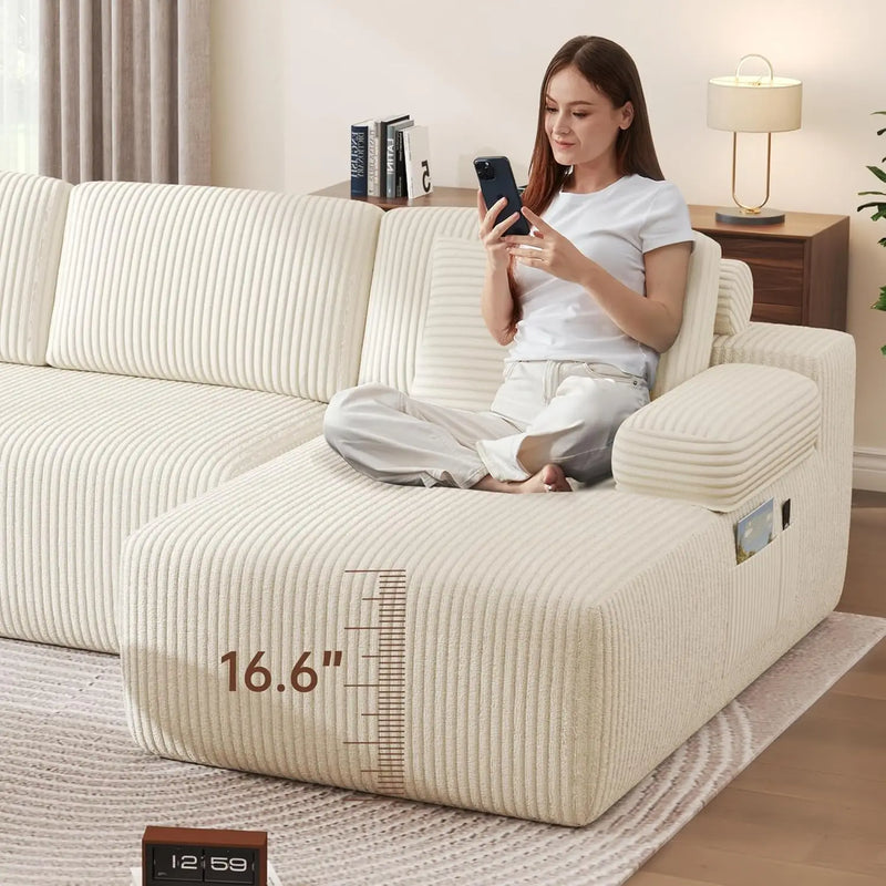 Cloud Sectional Sofa With Deep Seat Memory Foam Sleeper