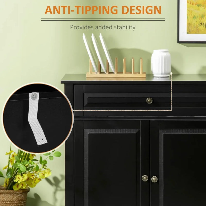 Wooden modern sideboard buffet with drawers and storage