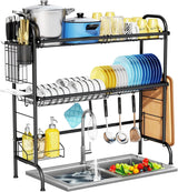 Stainless Steel Over Sink Drying Rack With Utensil Holder