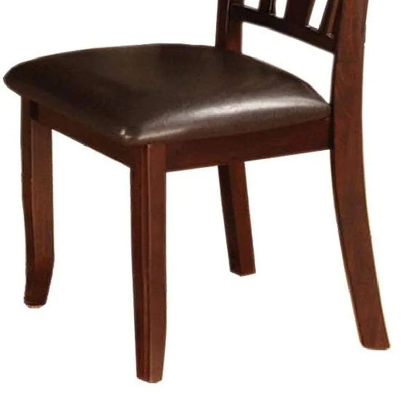 Set of Side Chairs Solid Wood Padded Leatherette Seats