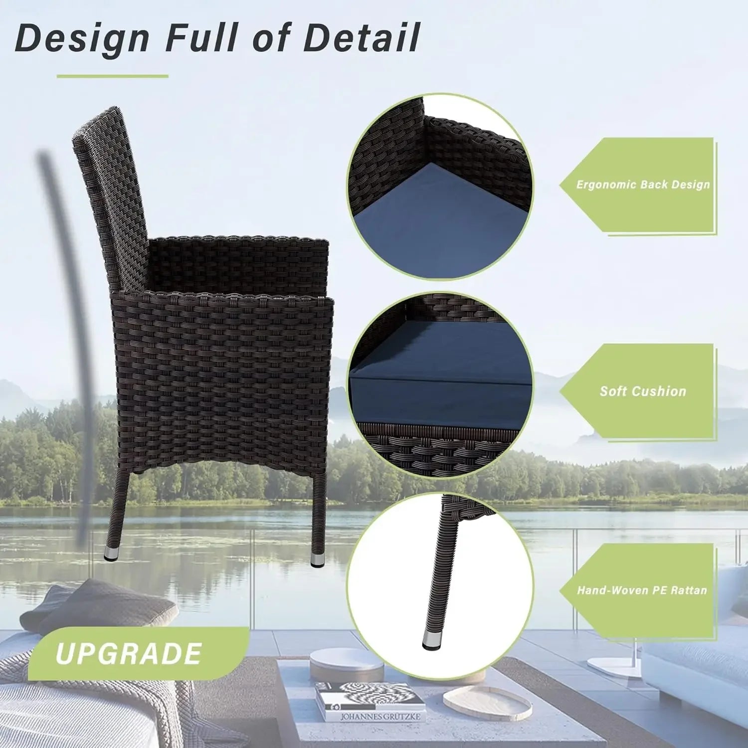 Rattan Dining Set With Glass Top Tables And Umbrella Cutout