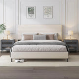 Modern Sherpa Upholstered Bed Frame with Adjustable Headboard