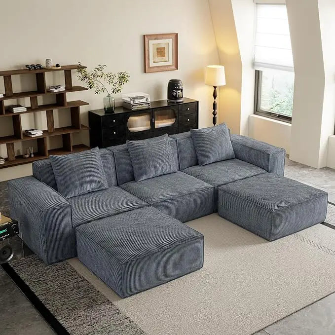 Luxury Cloud Style Sectional Sofa With Ottomans Living Room