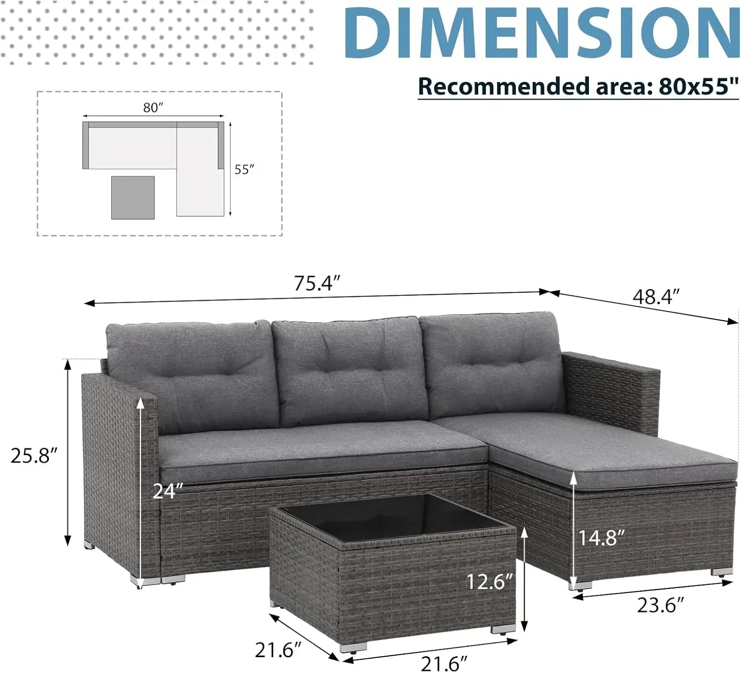 All Weather Outdoor Patio Furniture Set Sectional Sofa