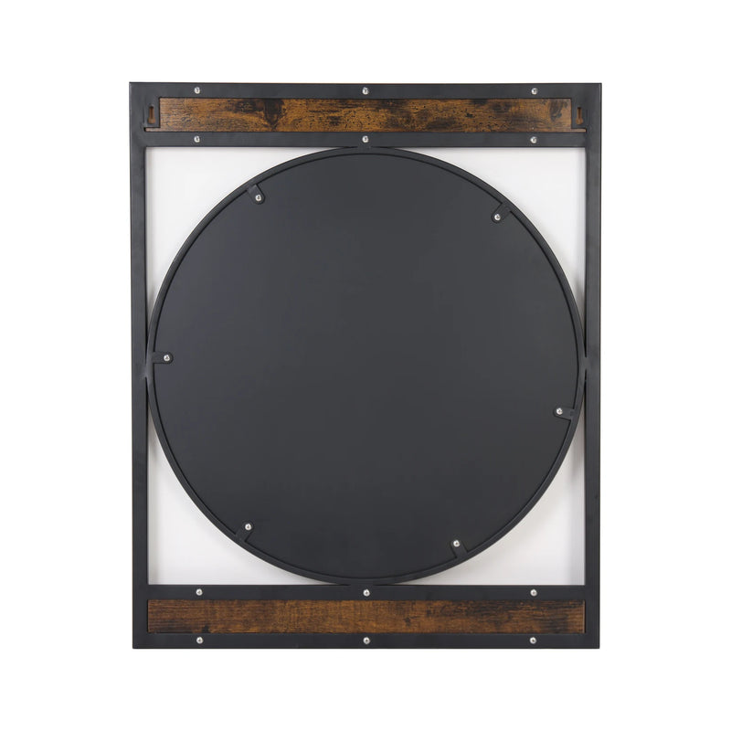 63x76CM Industrial Metal Wood Frame Wall Mounted Mirror Bathroom Living Room Decorative Mirror