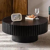 Round Fluted Coffee Table Modern Circular Pedestal Center