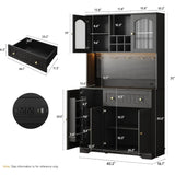 Kitchen Pantry Cabinet With Microwave Shelf And LED Light