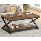Wood Coffee Table With Storage For Living Room Farmhouse