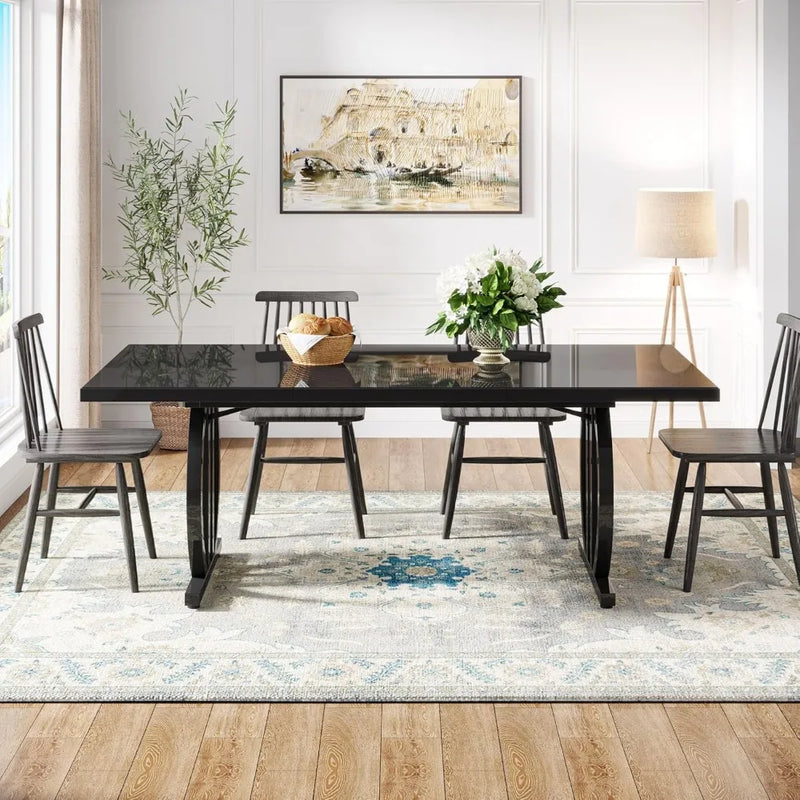 Modern Dining Table With Metal Frame For Six People