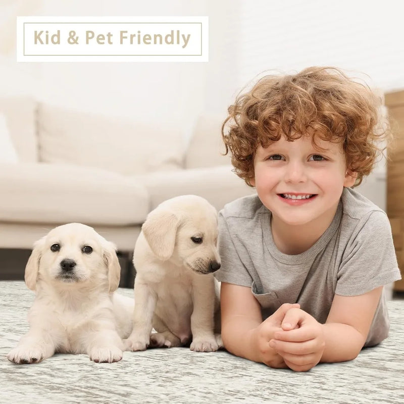 Washable Faux Wool Area Rug For Living Room Non Slip