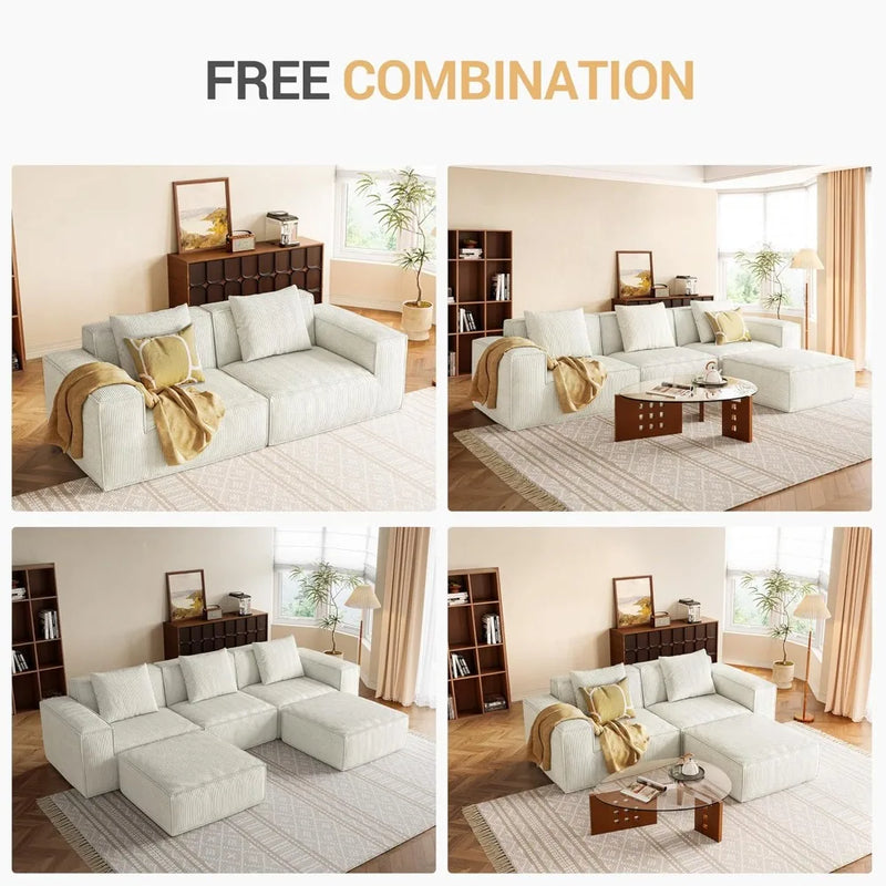 Luxury Cloud Style Sectional Sofa With Ottomans Living Room