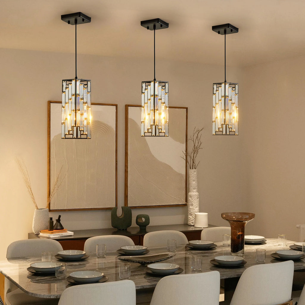 Modern luxury crystal pendant light set with adjustable design
