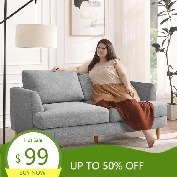 Mid Century Loveseat Upholstered Two Seater Sofa Lounge