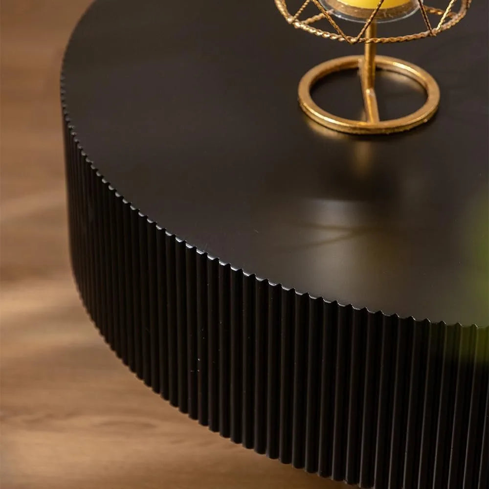 Round Fluted Coffee Table Modern Circular Pedestal Center