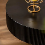 Round Fluted Coffee Table Modern Circular Pedestal Center