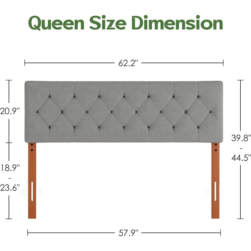 

Contemporary adjustable queen size headboard with soft upholstery
