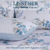 100% Egyptian Cotton 600TC Floral Duvet Cover Set
