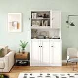 Freestanding Kitchen Pantry With Microwave Stand And Doors