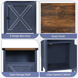 Farmhouse End Tables Set Of Two With Barn Door Shelf