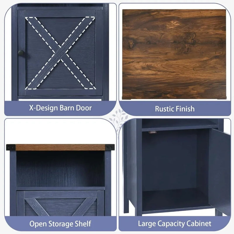 Farmhouse End Tables Set Of Two With Barn Door Shelf