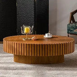 Round Fluted Coffee Table Modern Circular Pedestal Center