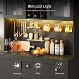 Kitchen Pantry Cabinet With Microwave Shelf And LED Light