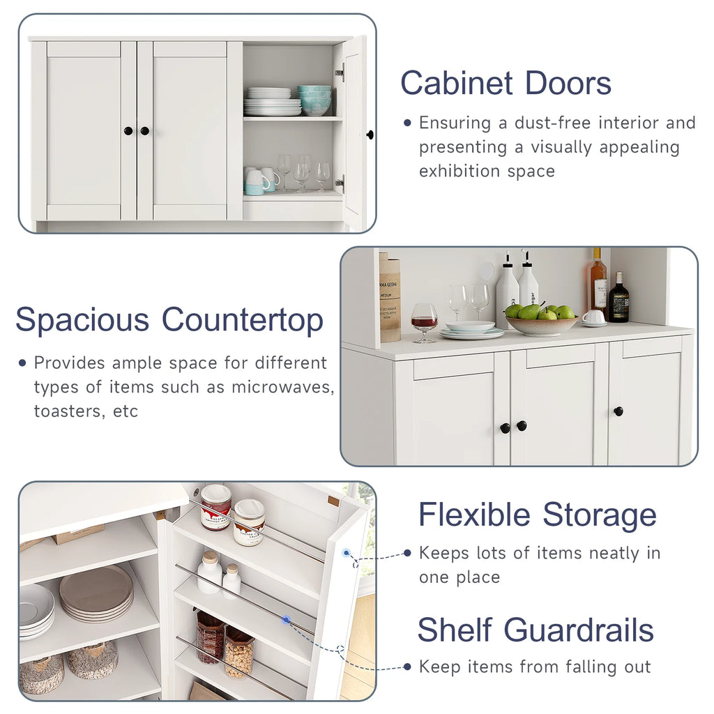 Freestanding Kitchen Pantry With Microwave Stand And Doors