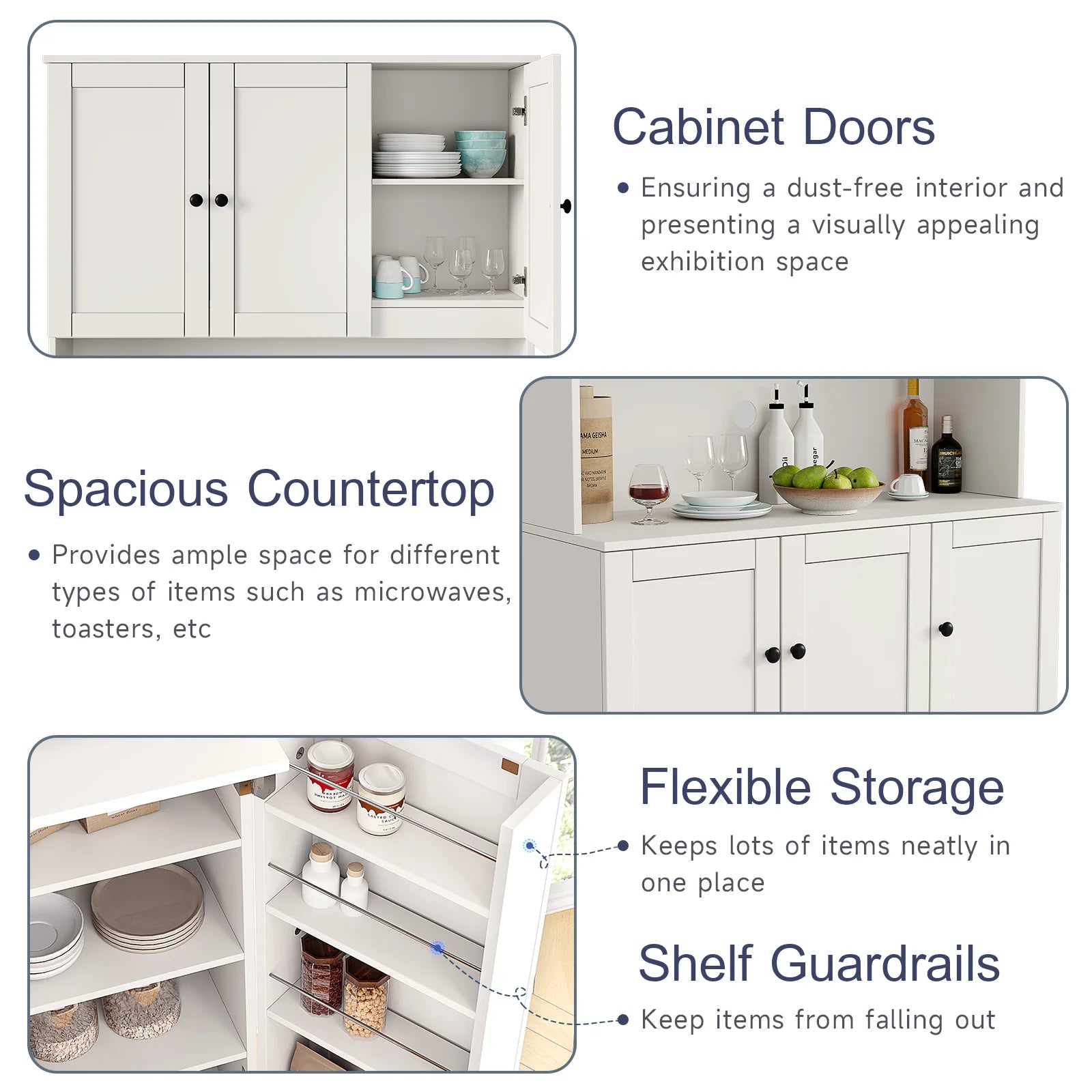 Freestanding Kitchen Pantry With Microwave Stand And Doors