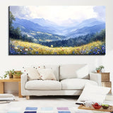 Mirrors and Frames/1.5 inch thick pine solid wood frame, forest fresco scenery, mist filled nature paintings, modern indigo green scenery