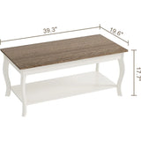 Rustic Coffee Table With Curved Legs And Shelf Centerpiece