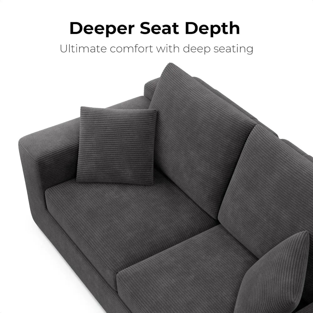 Modern Corduroy Loveseat Sofa in a Box for Small Spaces