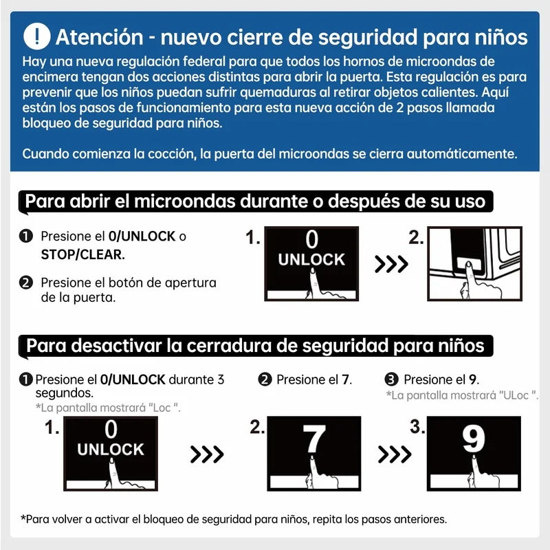 Countertop Microwave With LED Display And 10 Power Levels