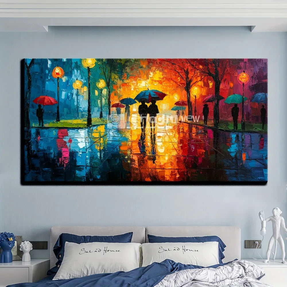 Abstract Landscape Canvas Wall Art With Pine Frame Gift