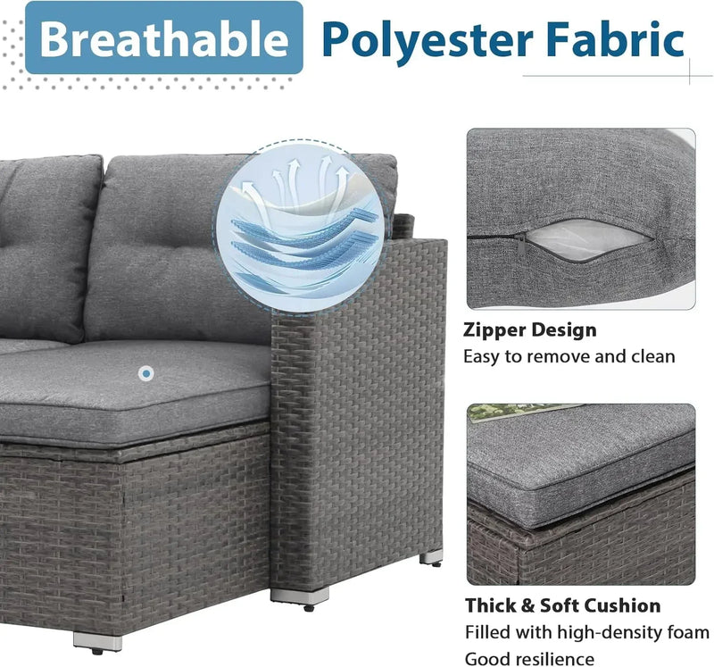 All Weather Outdoor Patio Furniture Set Sectional Sofa